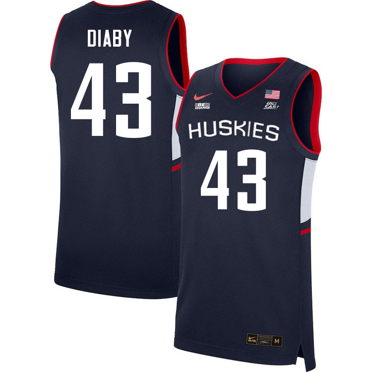 Uconn Huskies #43 Souleymane Diaby College Basketball Jersey Stitched-Alternater Navy